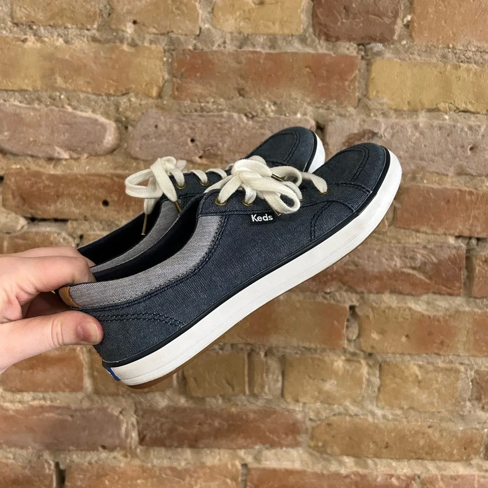 Keds Women's Centre II Chambray Denim Blue Sneakers - Picture 3 of 8